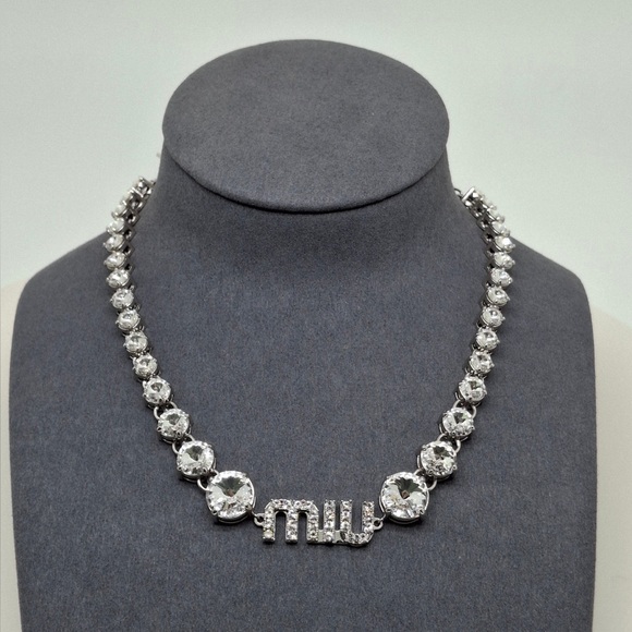 Crystal Miu  Miu   embellished necklace  pre owned - Picture 3 of 4